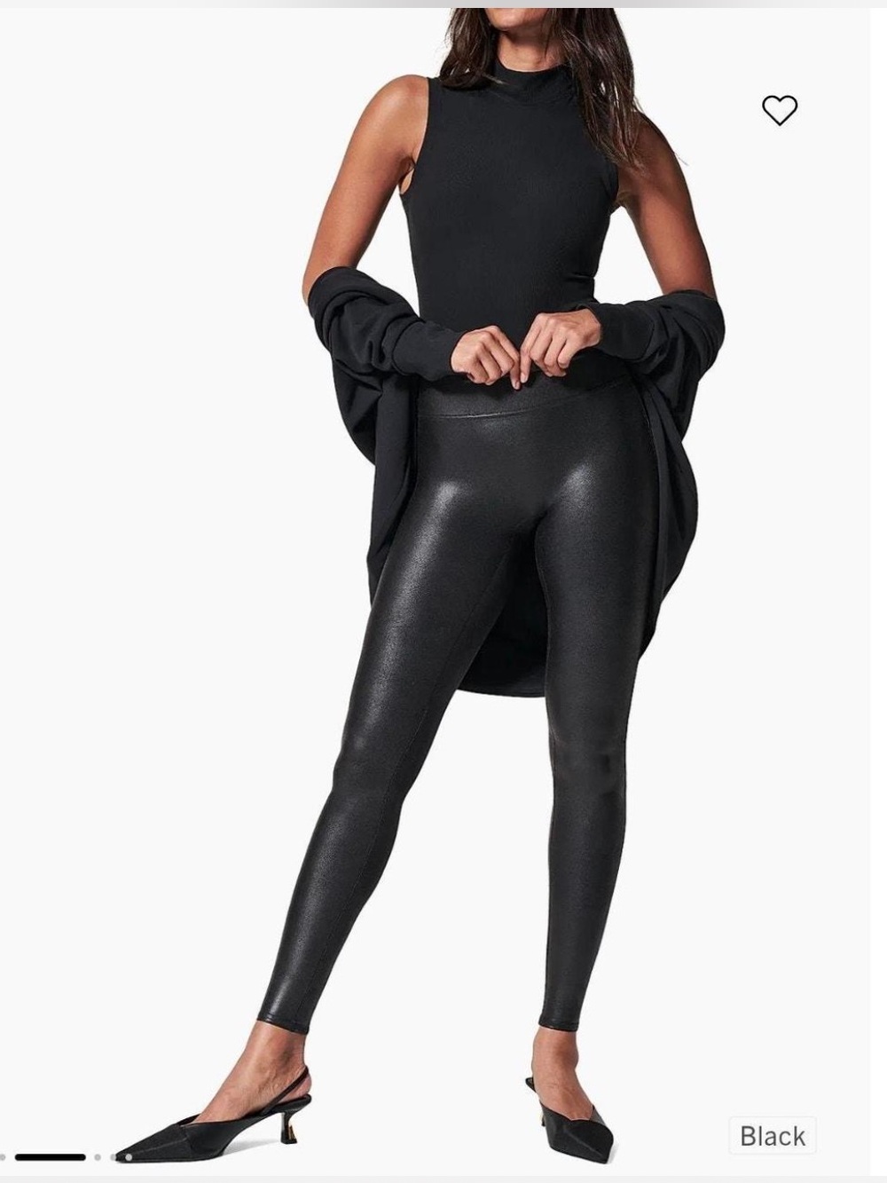 SPANX By Sara Blakey Black Faux Leather Leggings Size XL